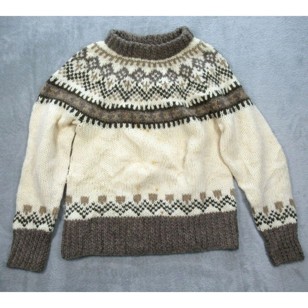 Danspun Sweater Womens Small Denmark Handknitted Fair Isle Nordic Wool Fisherman